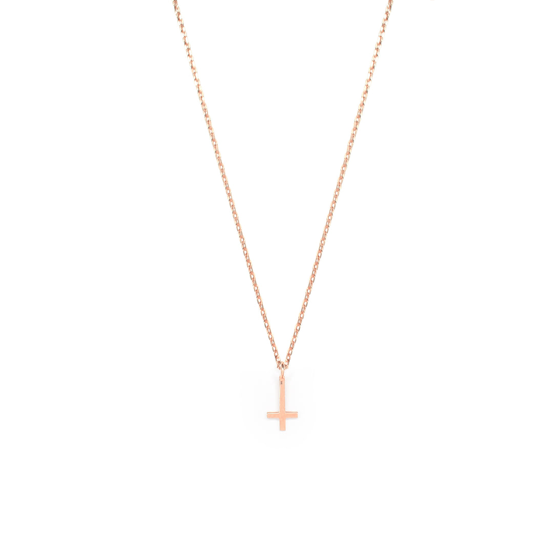 ANTI CROSS CRADLE NECKLACE PINK GOLD